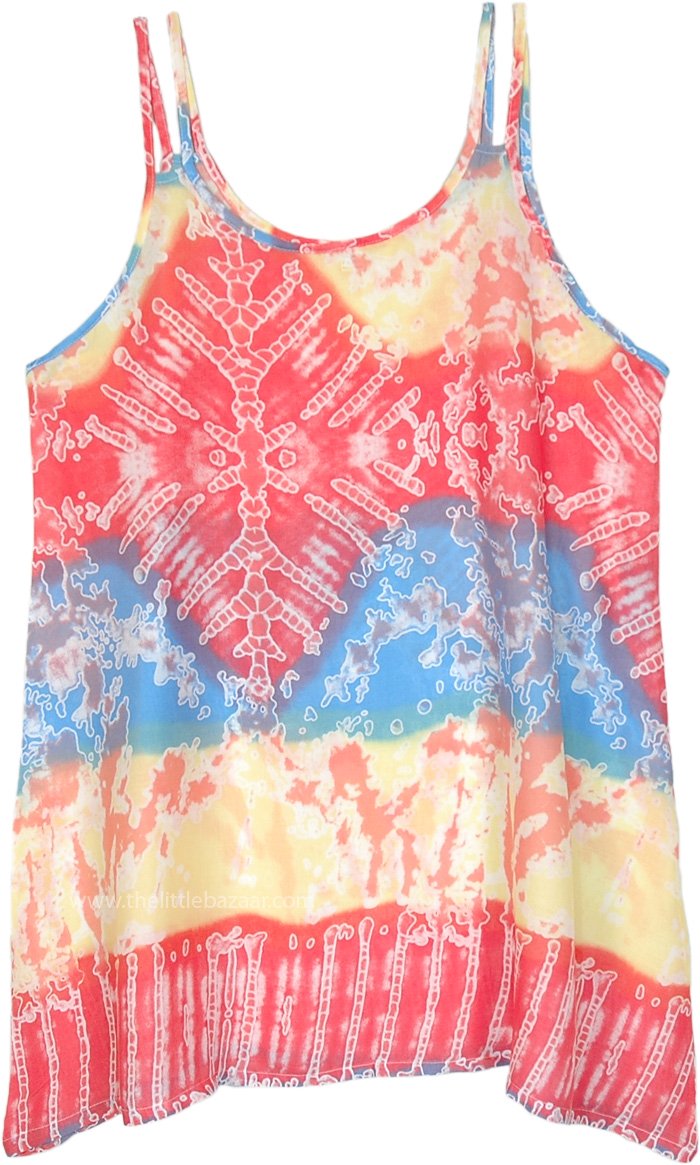 Sale:$12.99 Magma Land Dual Strap Tie Dye Printed Short Dress ...