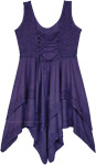 Eggplant Purple Asymmetrical Sleeveless Dress [8553]