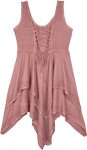 Mauve Pink High Low Western Dress with Embroidery