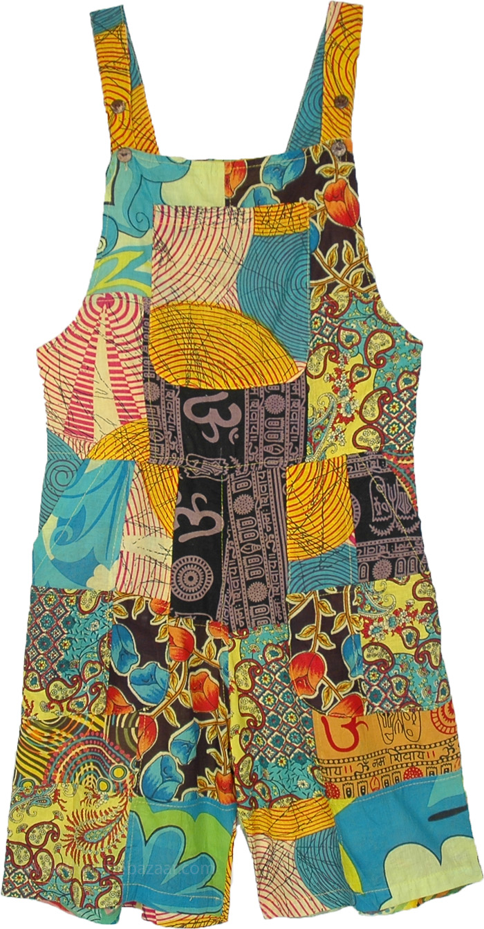 indian Summer Artsy Print Patchwork Playsuit