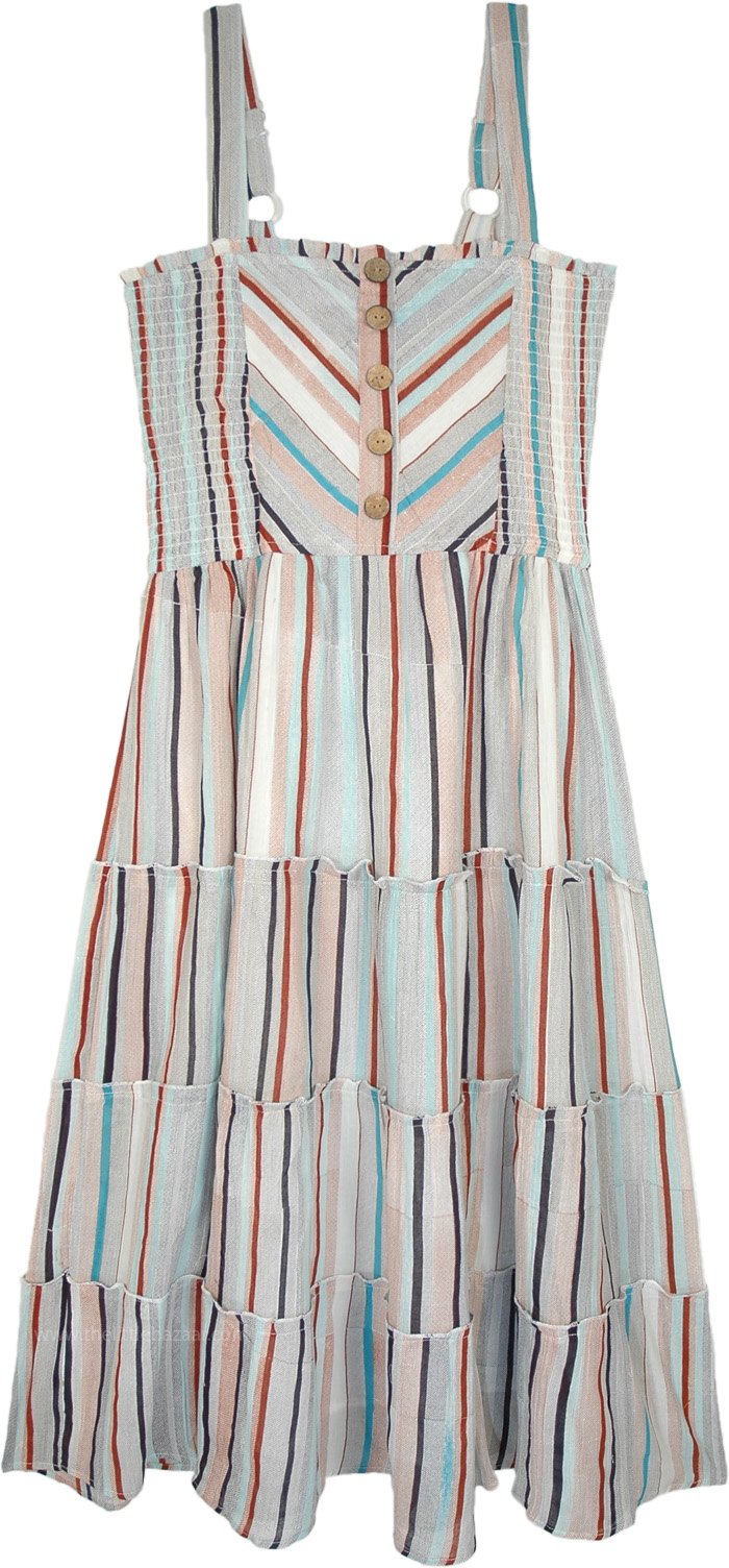 Enchanting Stripes Summer Dress with Smocked Back and Tiers