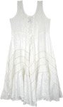 Moon White Medieval Style Sleeveless Bohemian Tank Dress