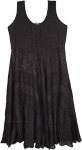 Heavily Embroidered Rayon Dress in Midnight Black [8604]