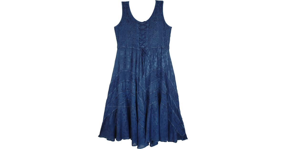 blue rayon dress Blue Watercolor Print Rayon Maxi Dress - Short Sleeve Dresses main image 0