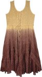 Embroidered Rayon Dress in Beige Brown Ombre [8609]