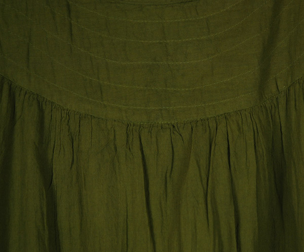 Olive Green Cotton Layered Mini Boho Slip Dress