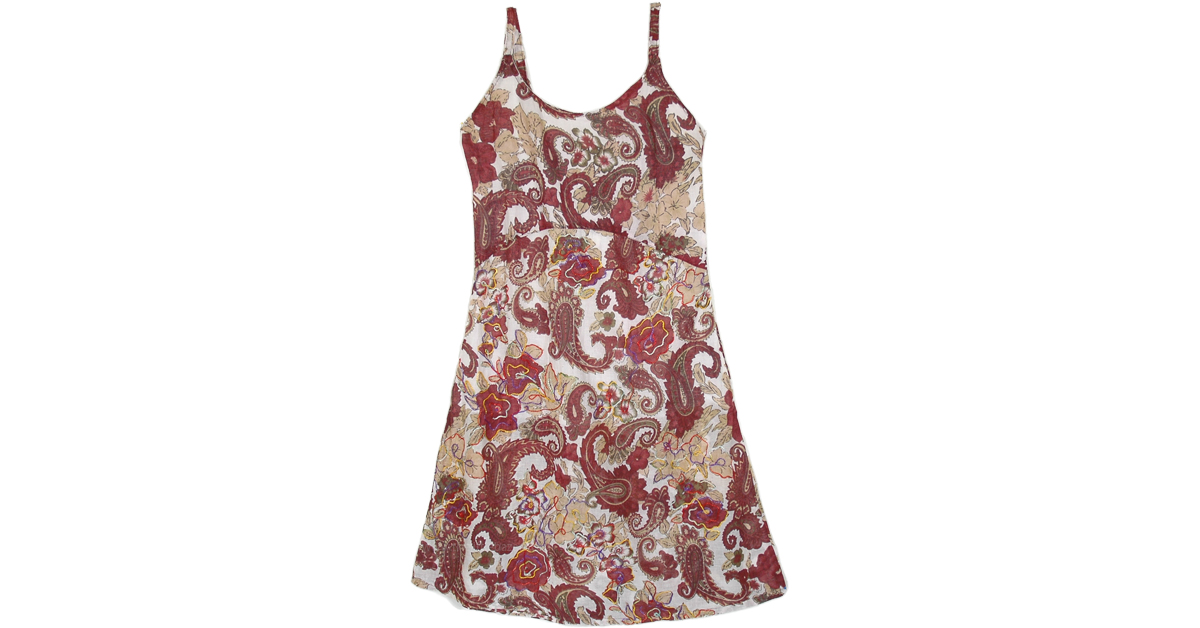 Cherry Garden Summer Dress with Paisley Print and Embroidery Dresses