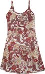 Paisley Floral Cherry Red Feminine Dress with Embroidery  [8825]