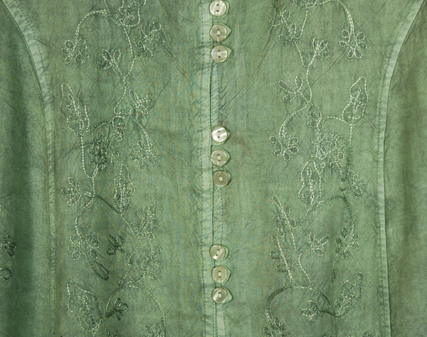 Plus Size Swiss Green Mini Dress with Floral Embroidery