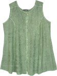 Plus Size Swiss Green Mini Dress with Floral Embroidery