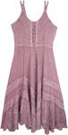 Hippie Long Dress in Lilac with Embroidery [8879]