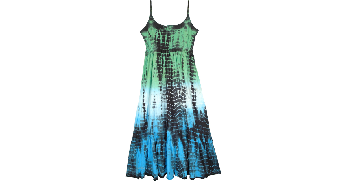 Aurora Tie Dye Jersey Cotton Mini Dress | Dresses | Blue | Sleeveless ...