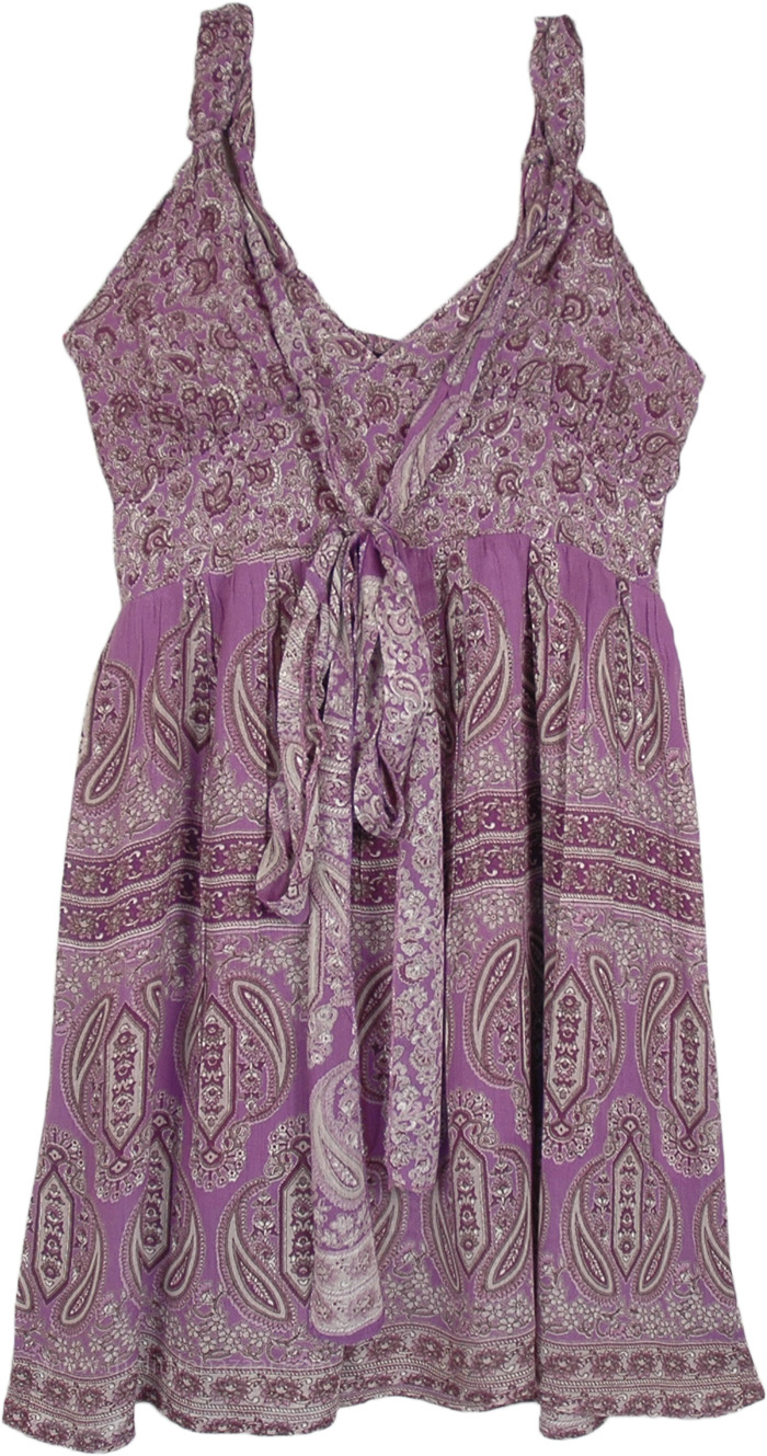 Purple Paisley Medley Bohemian Babydoll Dress