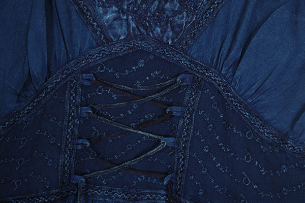 indigo Night Long Denim Dress with Heavy Embroidery