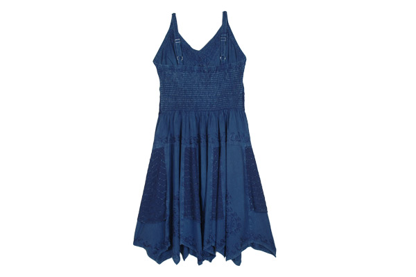 indigo Night Long Denim Dress with Heavy Embroidery | Dresses | Blue ...