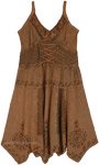 Spaghetti Straps Medieval Style Embroidered Rayon Dress [8953]
