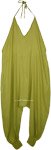 Green Glow Summer Harem Halter Jumpsuit