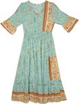Beachy Vibes Mint Printed Boho Chic Summer Dress  [9089]