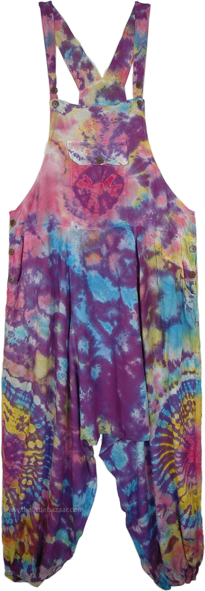 Fantasy Color Splash Tie Dye Hippie Overalls