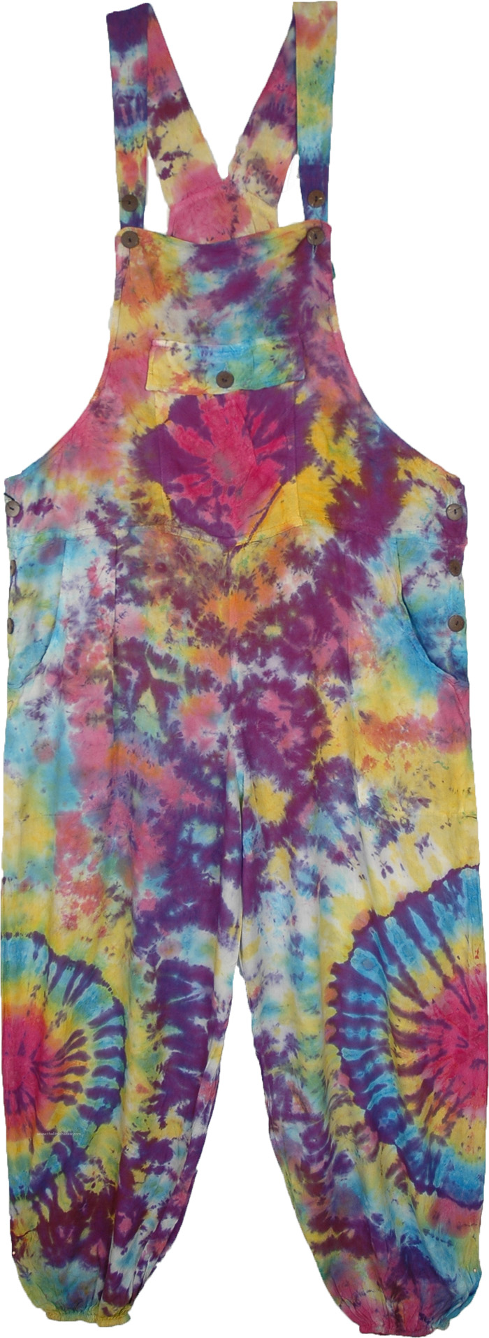 Bubble-gum Dreamland Tie Dye Hippie Overalls