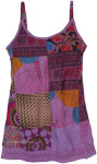 Cotton Patchwork Purple Sleeveless Short Dress [9135]