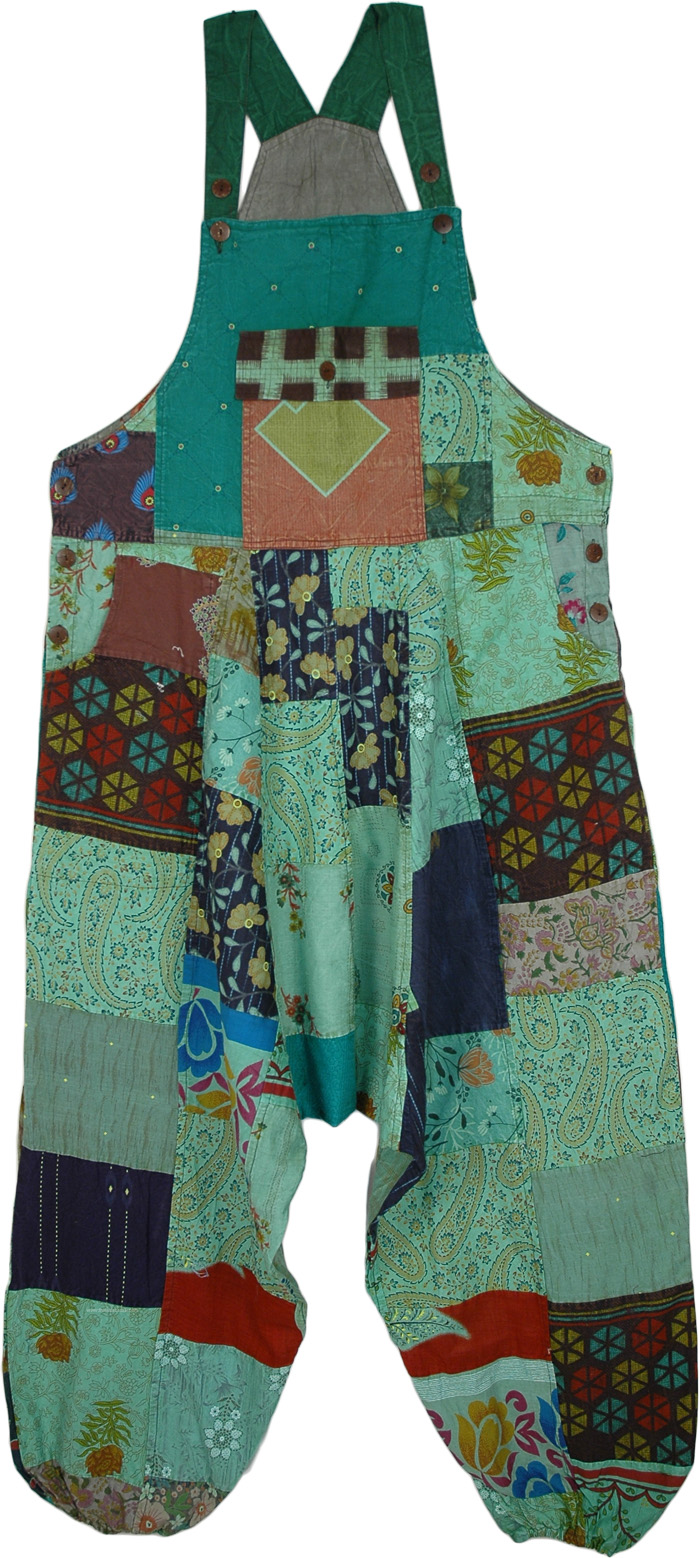 Dreamy Underwater Paisley Patchwork Overalls