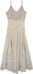 Beige Sleeveless Dress with Lace Details and Adjustable Straps [9195]