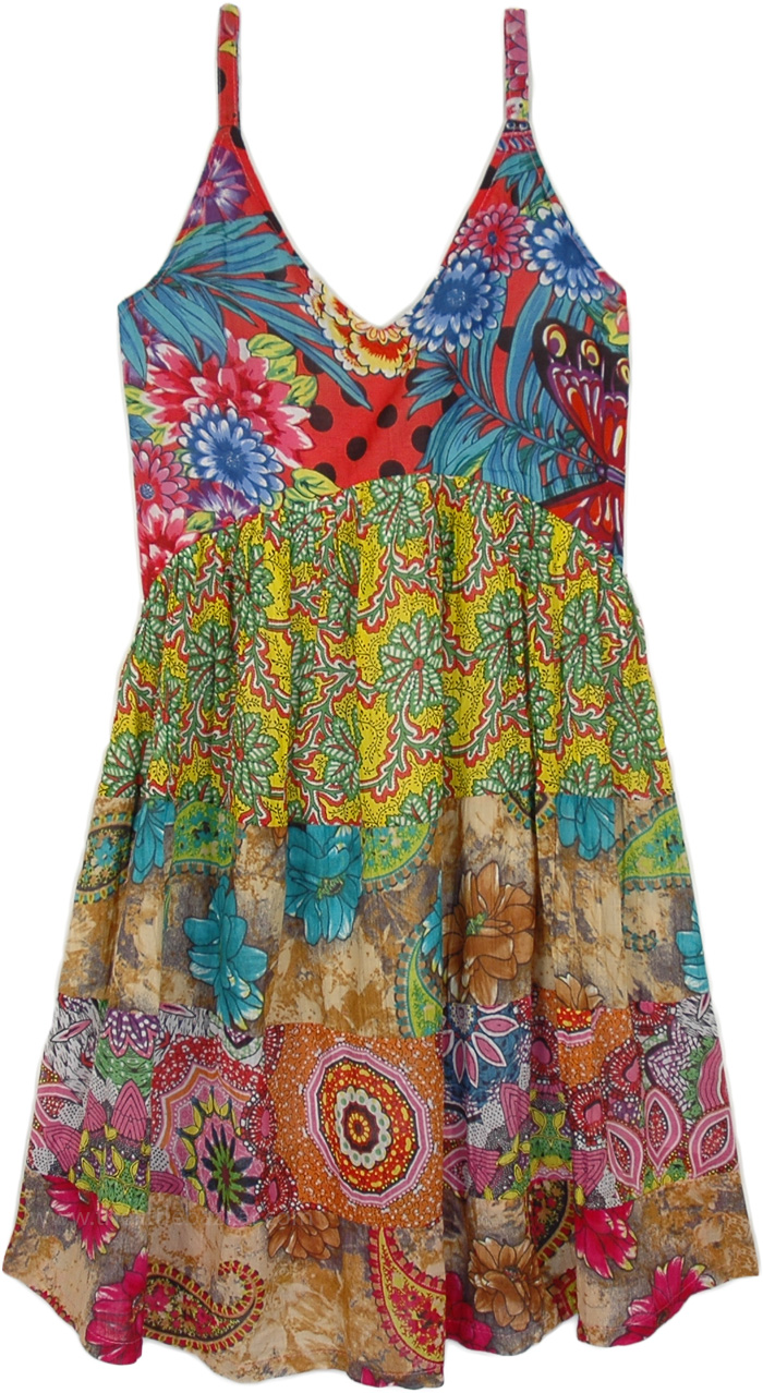 Carousel Carnival Floral Cotton Sleeveless Midi Dress