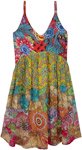 Mid Calf Length Floral Summer Dress in Vibrant Tones [9252]