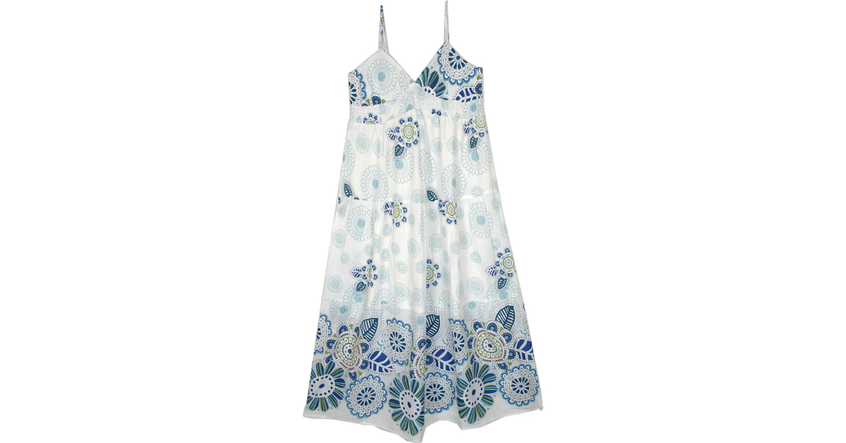 Greece Getaway Floral Garden Printed Mini Dress Dresses White