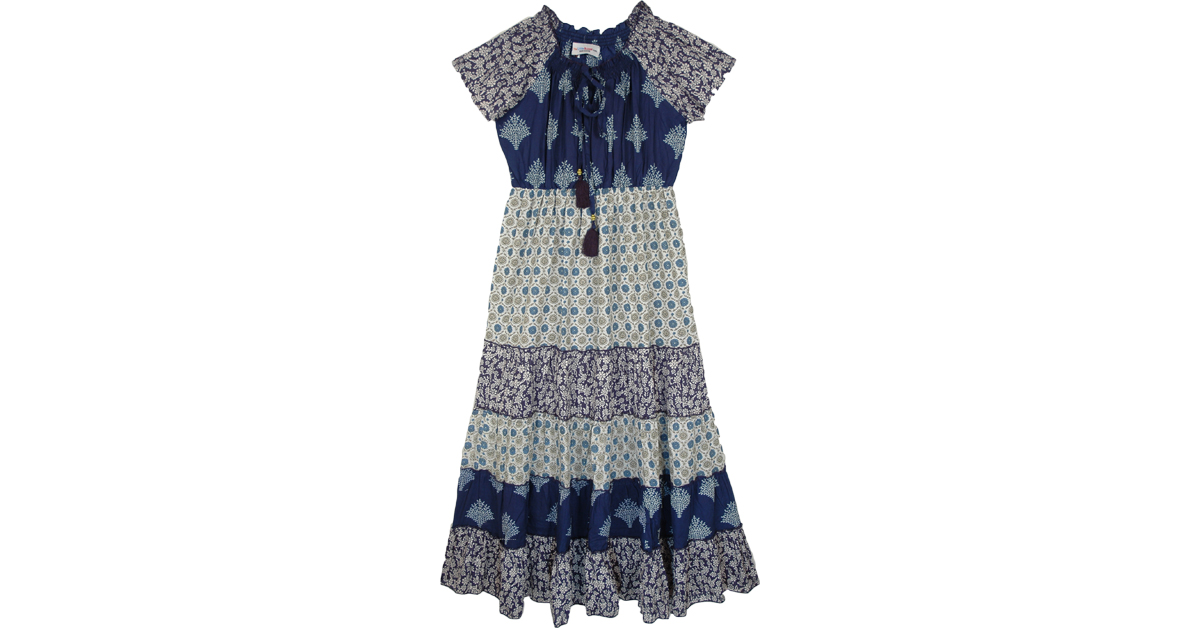 ivy and blue dresses Sophia Midi Dress in Blue and White Floral main image 1