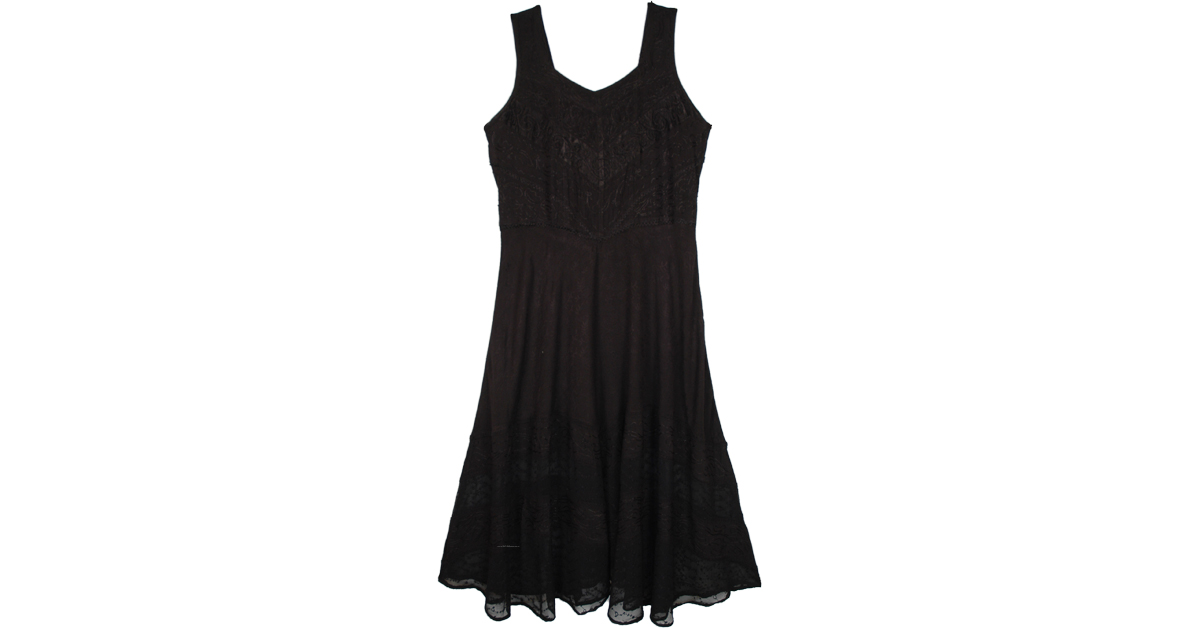 Renaissance Beauty Black Tank Dress in Large Plus-1X/2X in Rayon by TLB Renaissance Beauty Black Tank Dress in Large Plus-1X/2X in Rayon by TLB