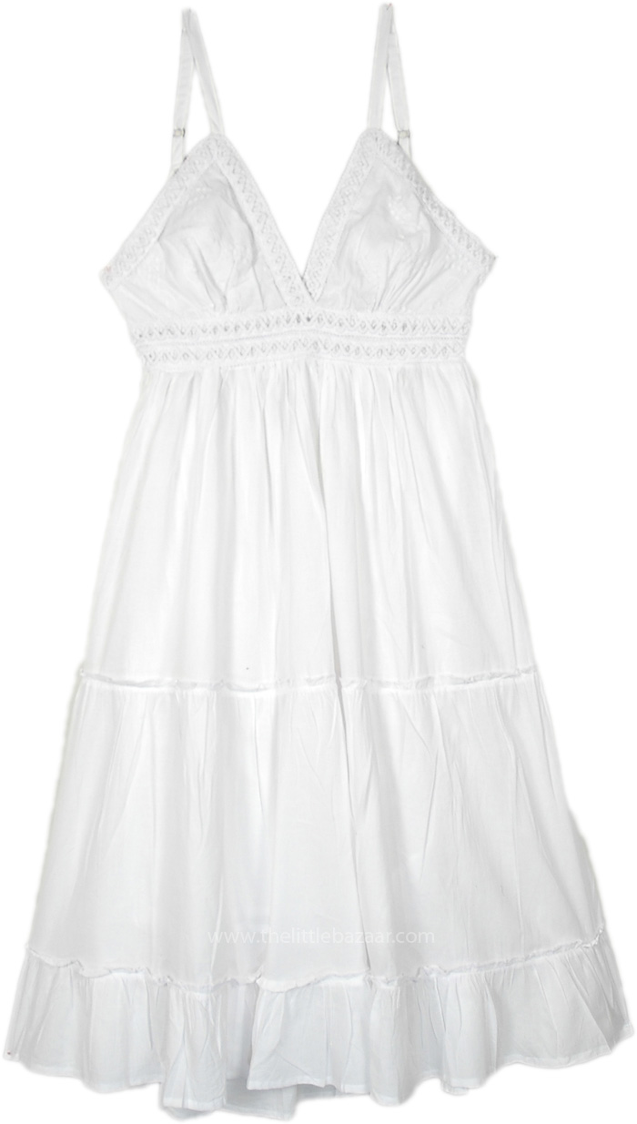 Shining Ice White Spaghetti Strap Dress