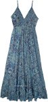 Eastern Blue Printed Long Dress [9341]