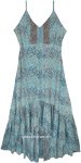 indigo Night Long Denim Dress with Heavy Embroidery