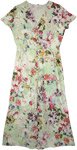 Cotton Dress with Floral Leaves Print and Buttons [9347]