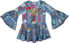 Multi Pattern Glam Summer Dress with Pom-poms [9401]