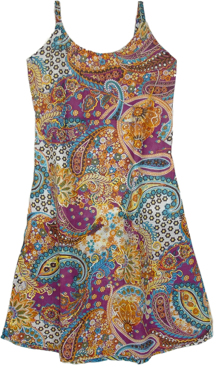 Kaleidoscope Beauty Bright Cotton Dress with Embroidery Details