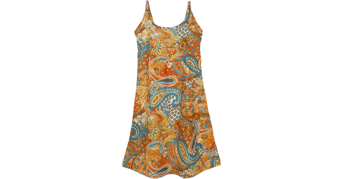 Marigold Stunner Paisley Dress with Embroidery Details-L/XL in Cotton by TLB Marigold Stunner Paisley Dress with Embroidery Details-L/XL in Cotton by TLB