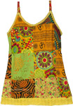 Yellow Short Dress in Kosher Boho Patchwork