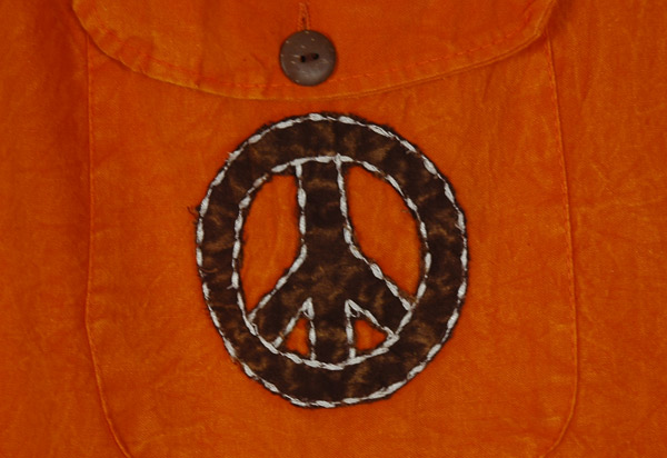 Orange Peace Hippie Cotton Overalls Jumpsuit