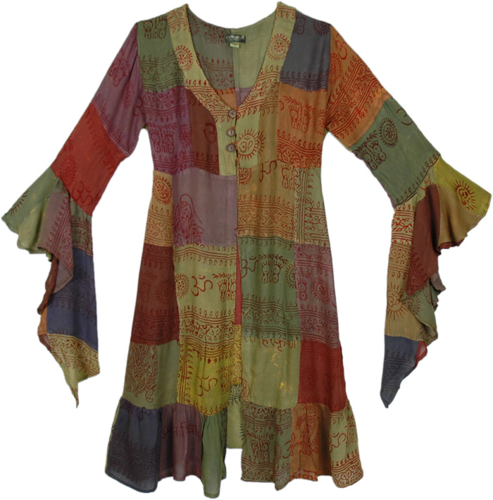 Hippie Garden Full Sleeve Patchwork Kimono Duster