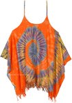 Boho Chic Orange Short Dress with Feathered Tassles [9704]