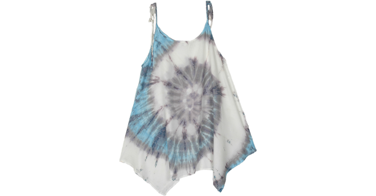 tie dye blue and white dress Blue & White Tie Dye A-Line Midi Dress main image 1