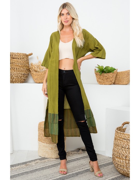 Tree Of Life Semi Sleeve Long Kimono