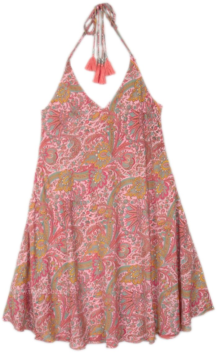 Halterneck Short Saree Dress