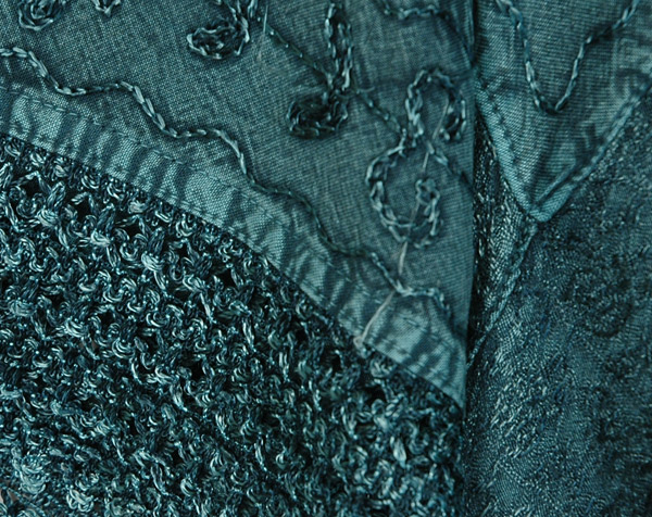 Teal Embroidery Short Western Dress