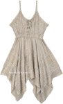 Beige Embroidery Short Vintage Dress