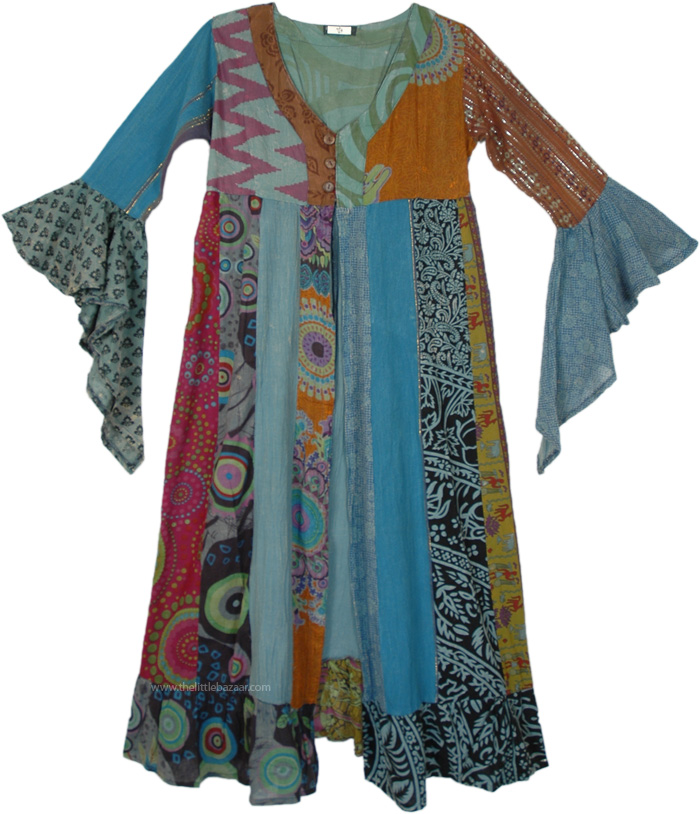 Fragile Teal Bohemian Cotton Duster Kimono