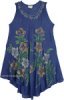 Painted Floral Beach Dress in Denim Blue